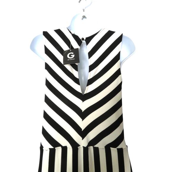 Nwt GUESS Nadia Knit Halter Maxi Dress Black/White Striped Women's Sz XL - Picture 6 of 8